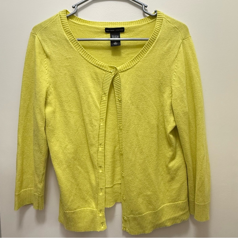 New York & Company Women's Yellow Cardigan Sweater